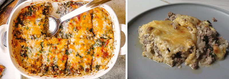 Ground Beef and Cheese Cauliflower Rice Casserole
