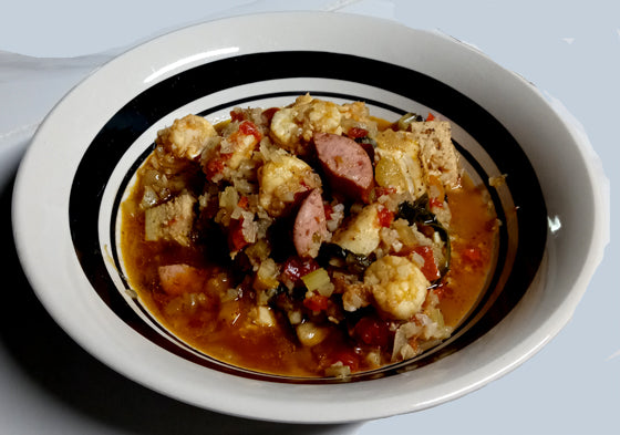 Jambalaya: Chicken, Shrimp, and Bratwurst