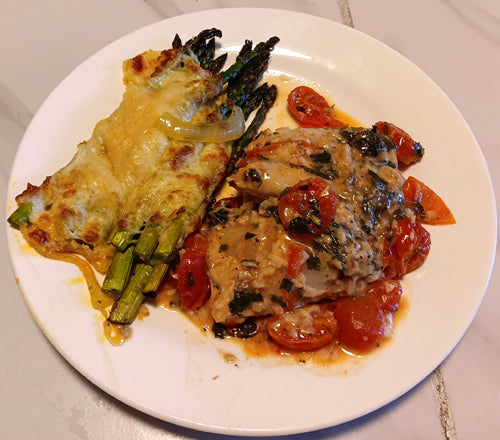 Parmesan Cod in Tomato White Wine Sauce