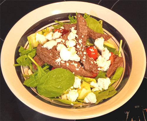 Steak Cilantro Avocado Mixed Spinach Salad