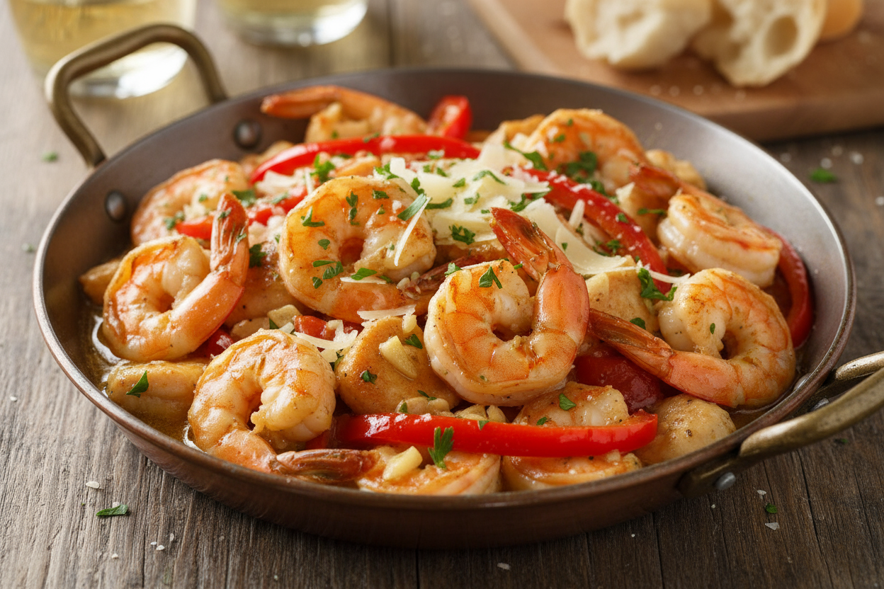 Chicken Shrimp Scampi with Vegetables