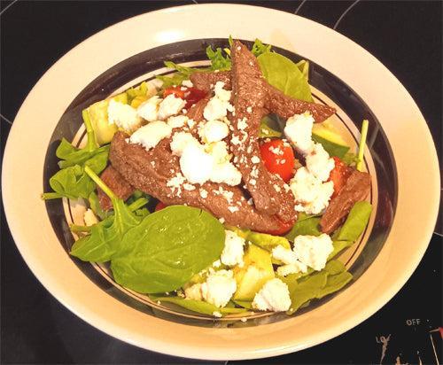 Steak Cilantro Avocado Mixed Spinach Salad