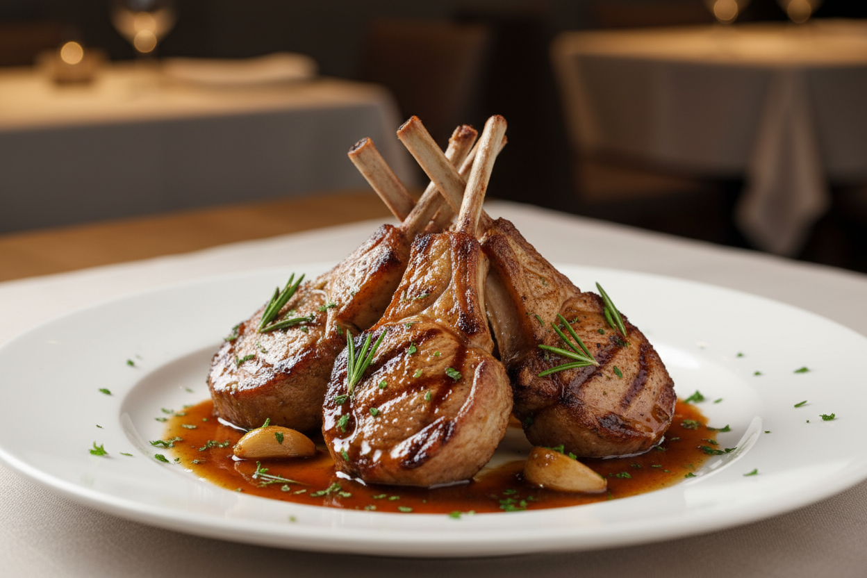 Lamb Chops with Garlic Rosemary Gravy