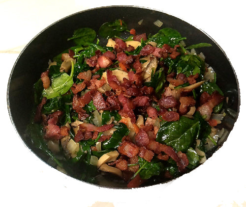 Spinach, Onion, and Bacon Stirfry