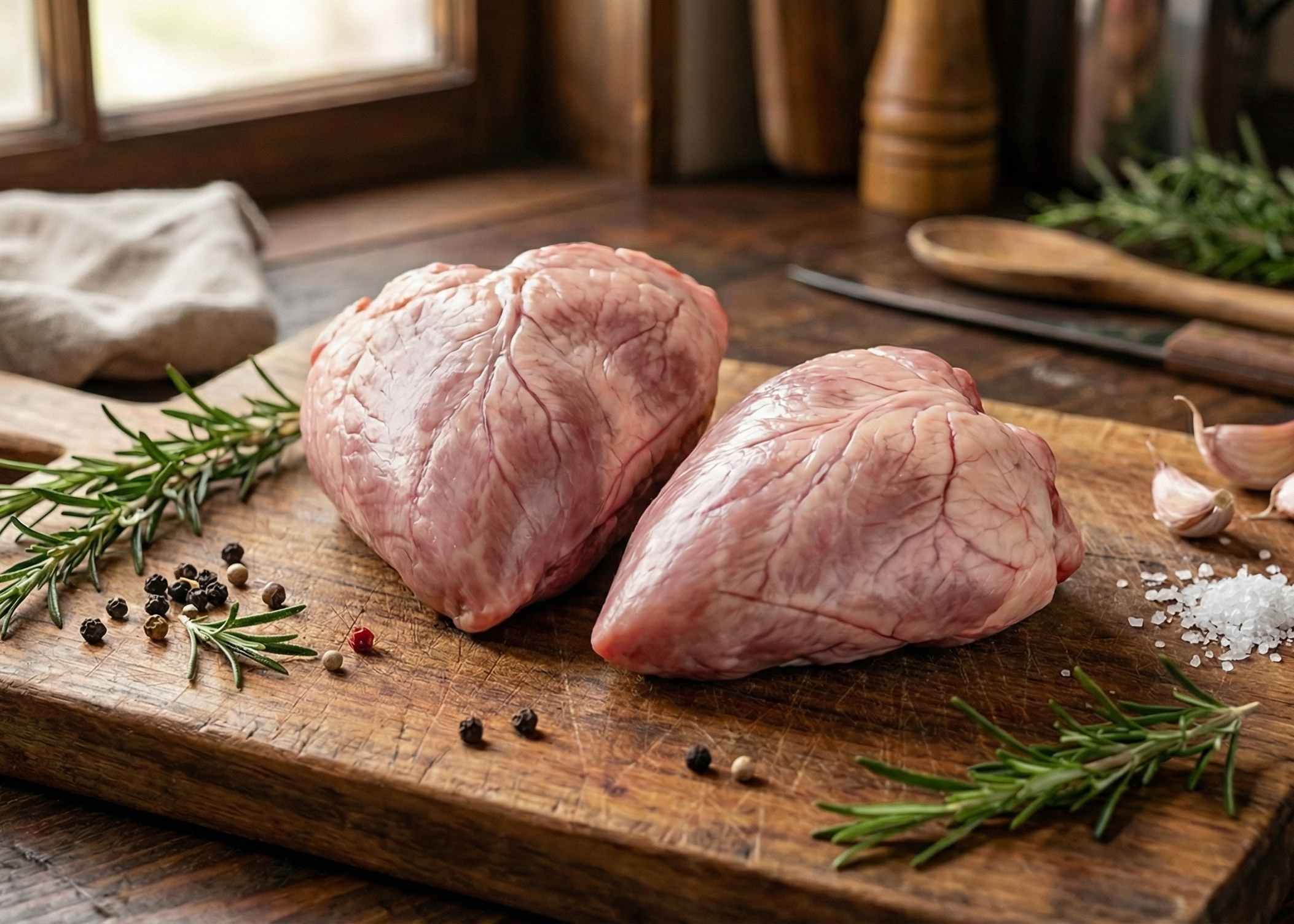 Beef Rocky Mountain Oysters on a wooden board