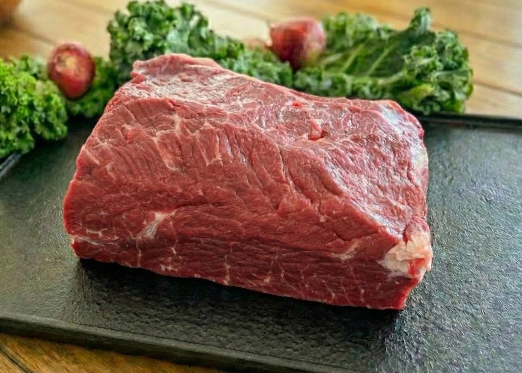 Beef Rump Roast on a black pan