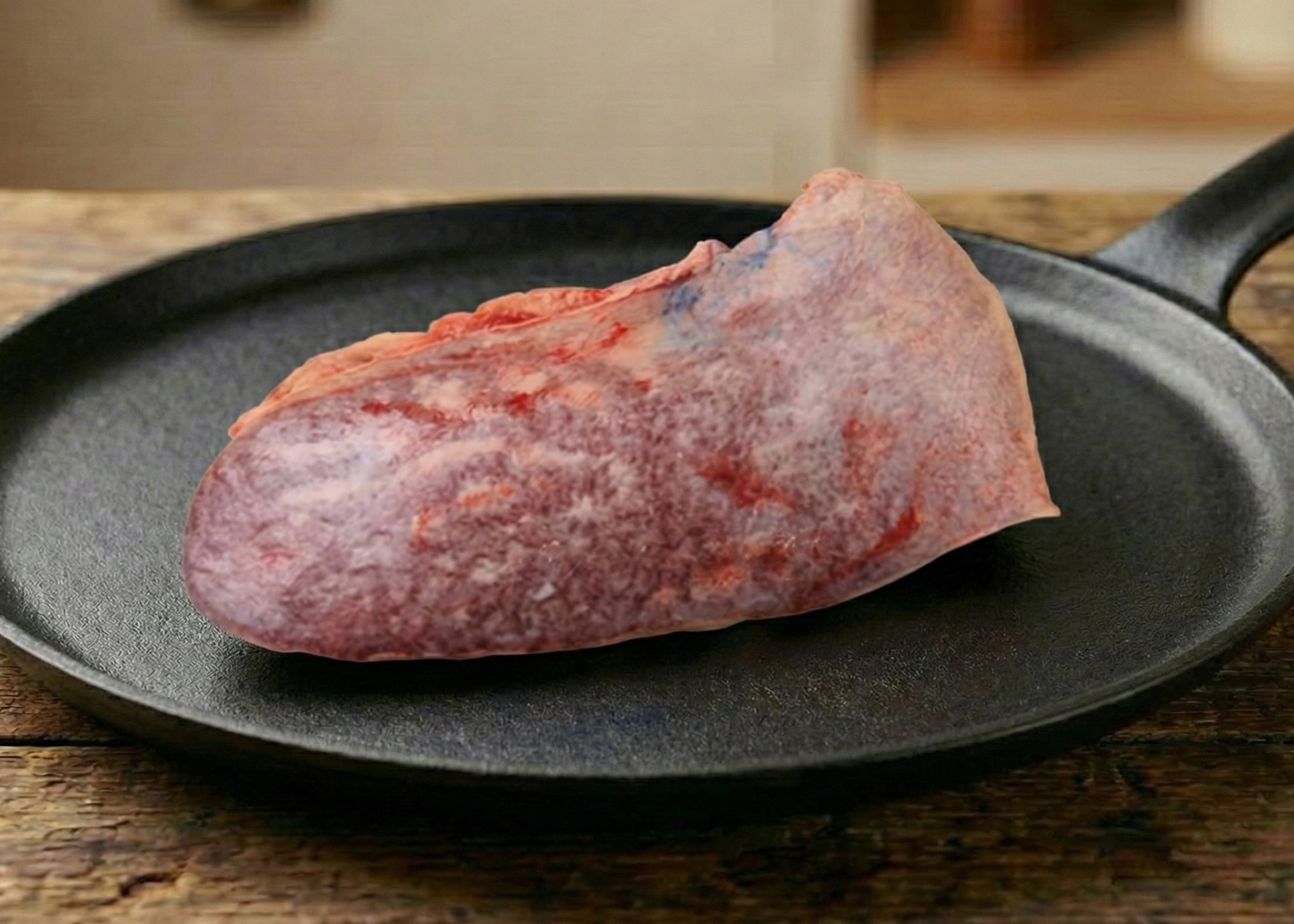 Beef Spleen on a black pan