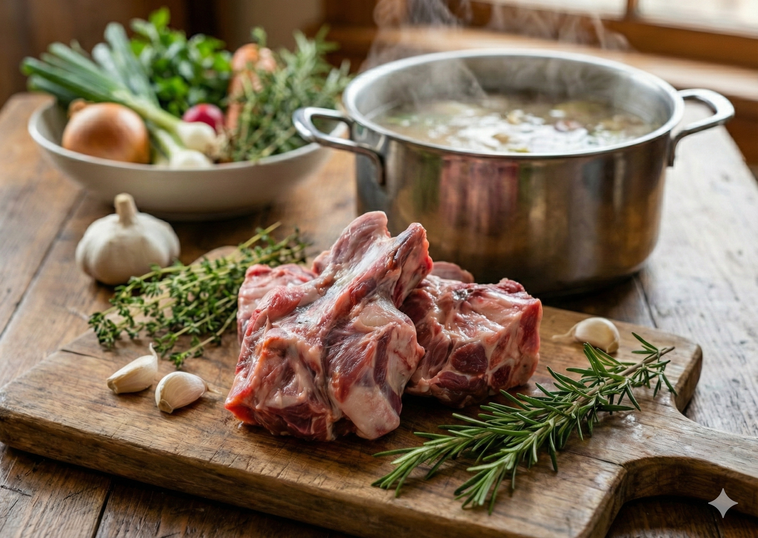 Goat Soup Bones on a wooden board