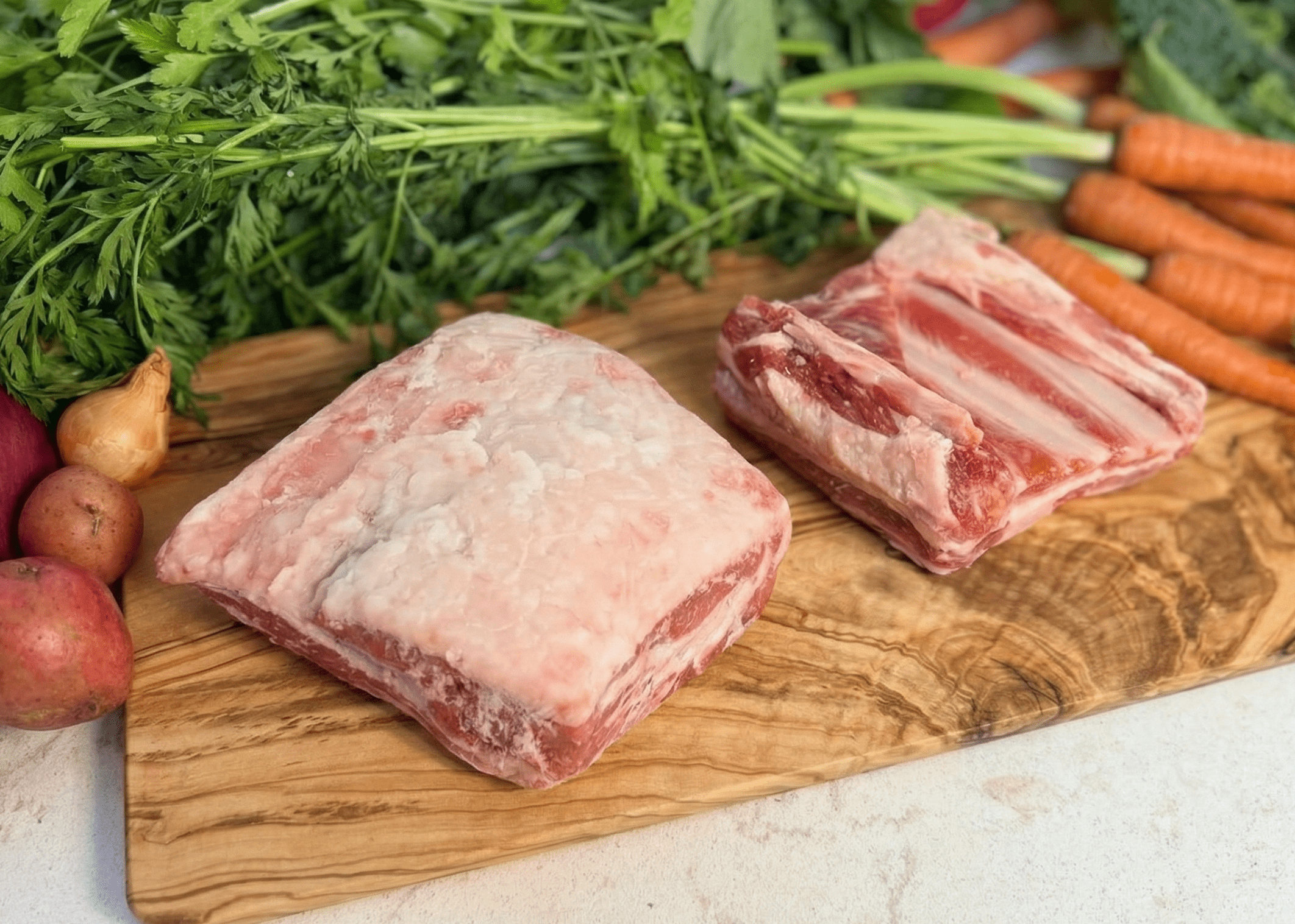 Lamb Short Ribs on a board