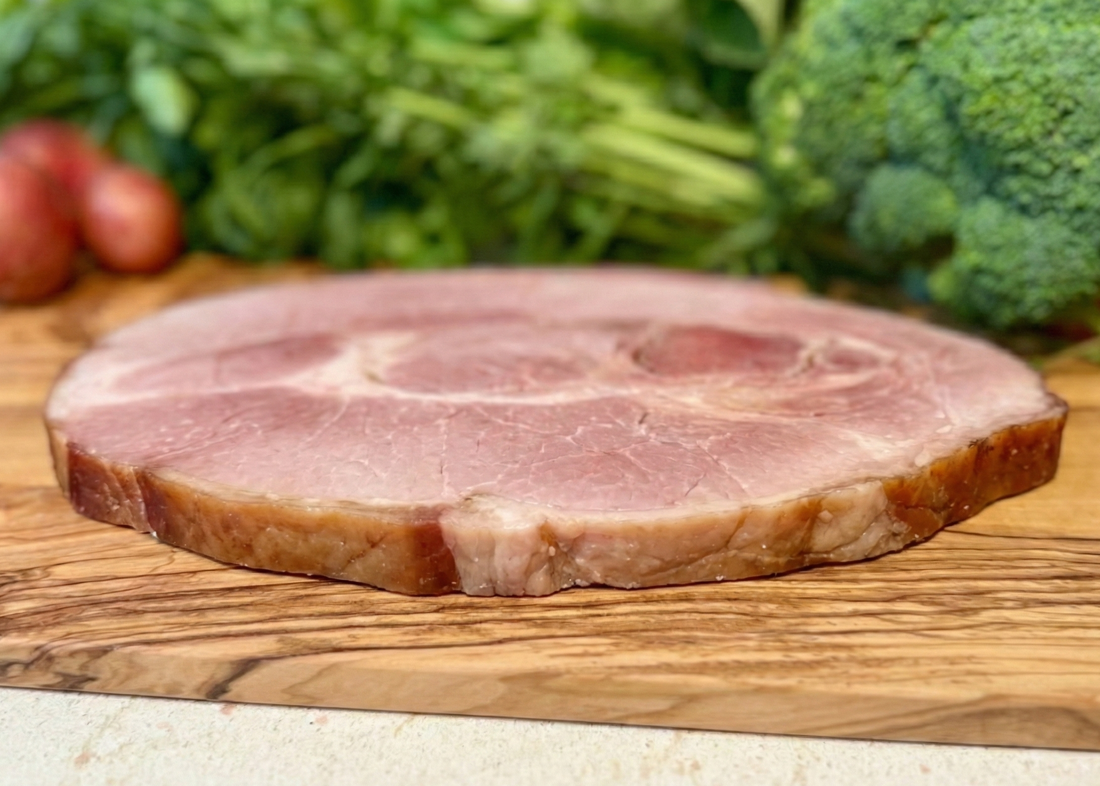 Large-Bone Ham Slices on a board