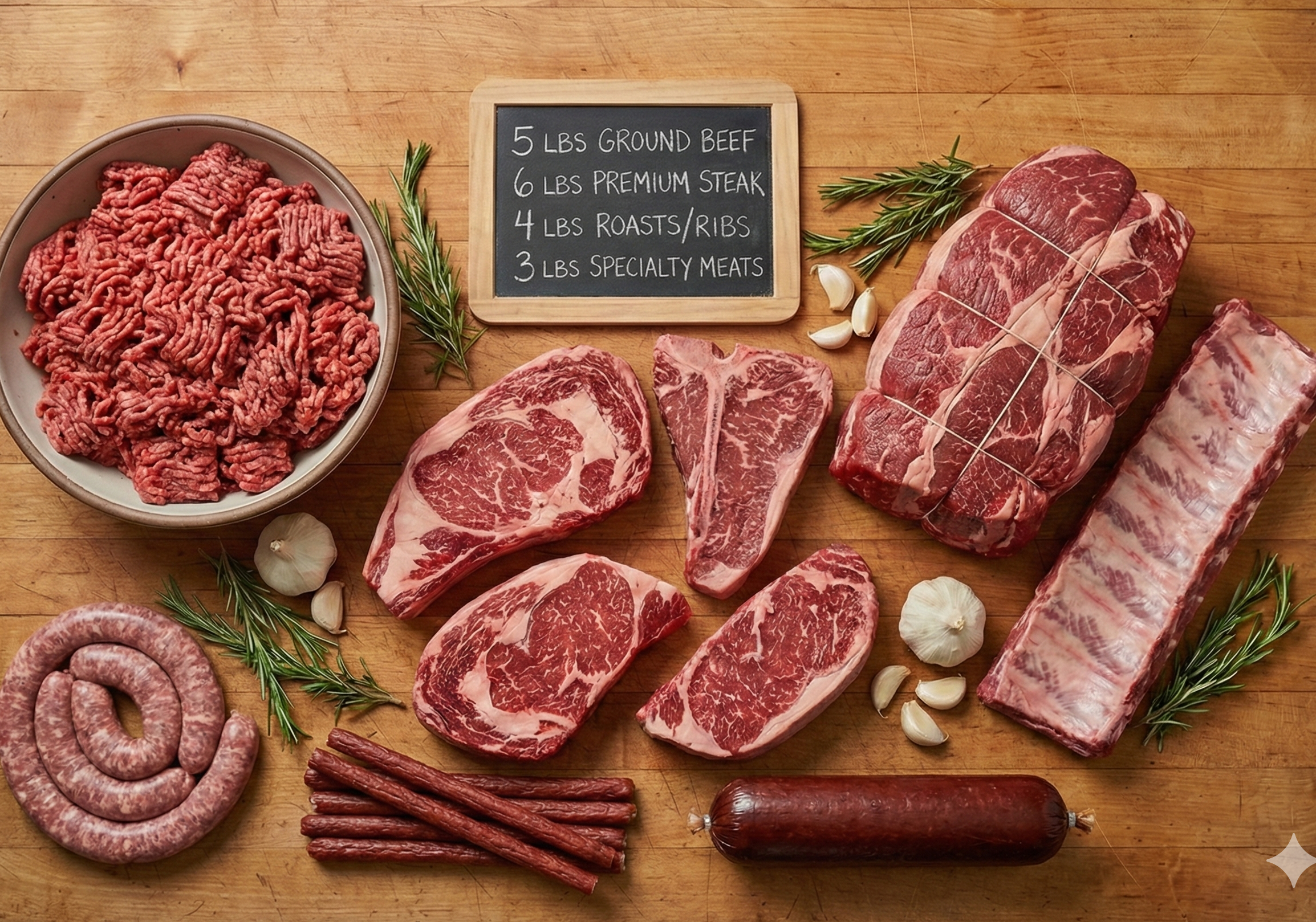 Large Family Pack of Beef on a wooden board