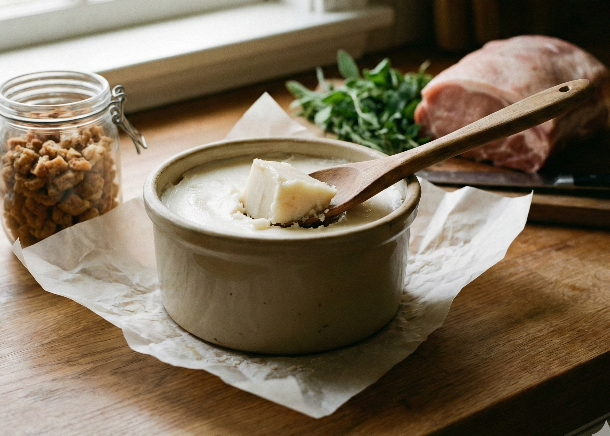Omega-3 Pork Lard in a bowl