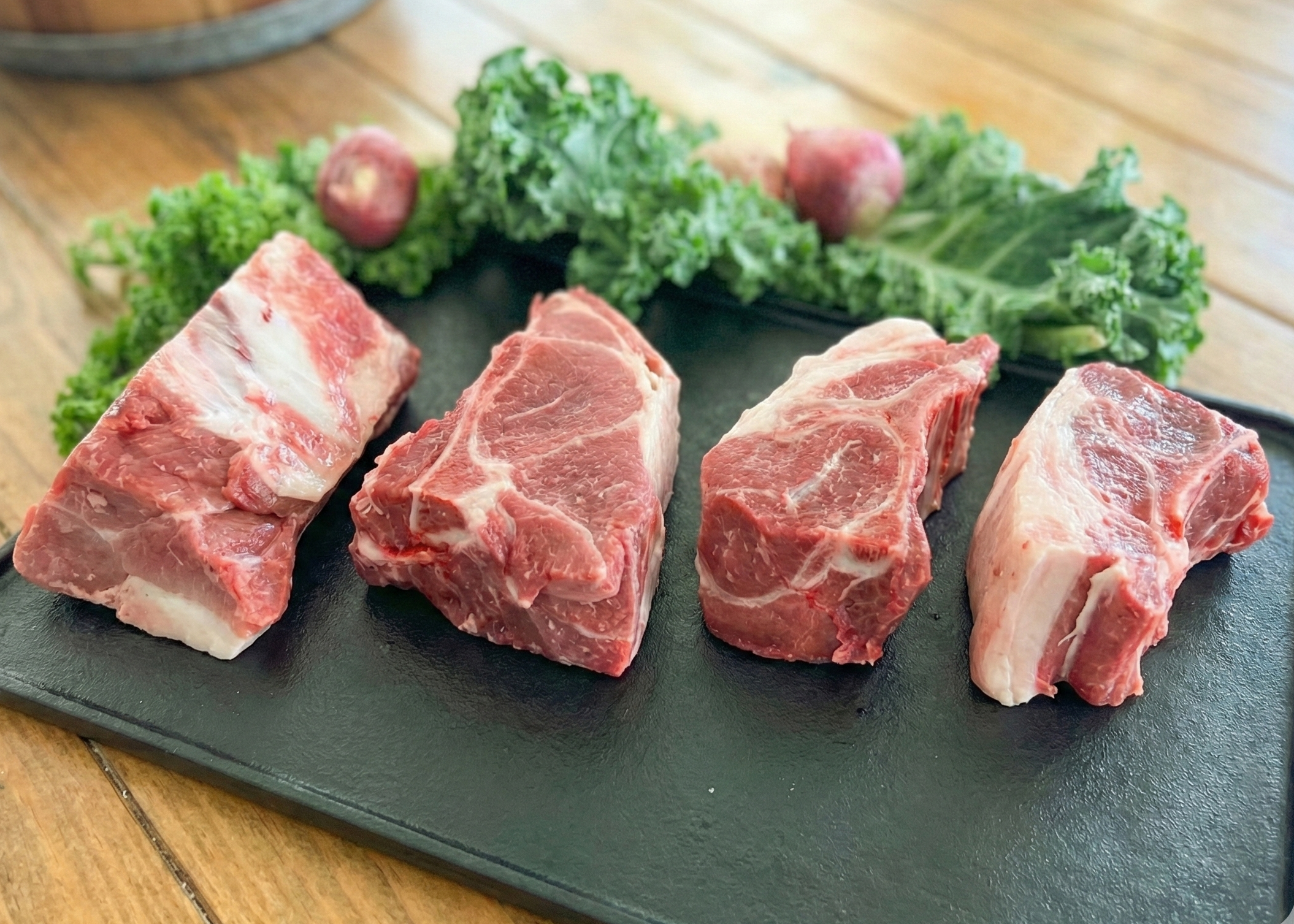 Pork Country Style Ribs on a iron grill