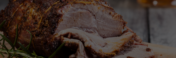 Roasted ham with a blurred background