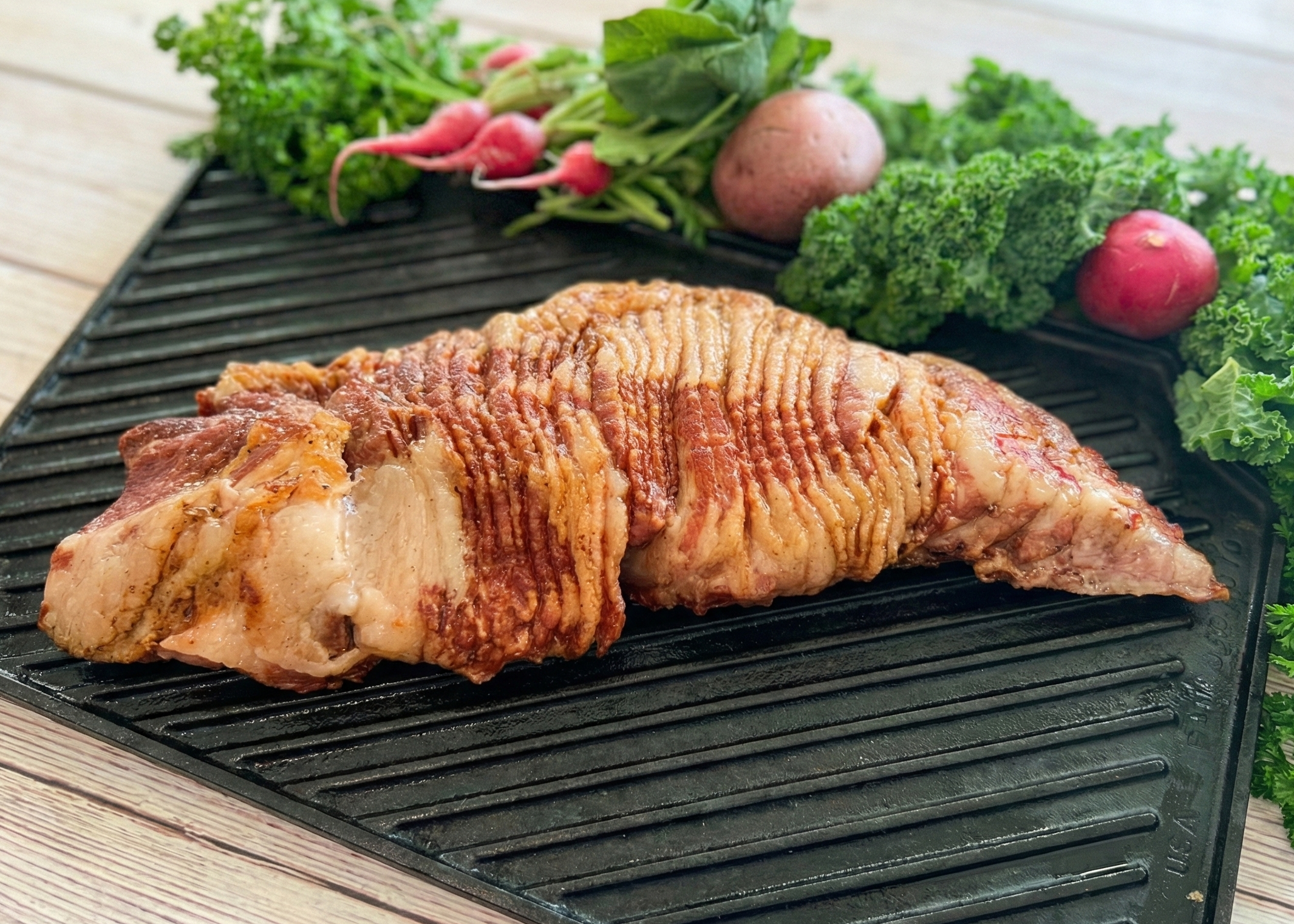 Smoked Jowl Bacon on a rack