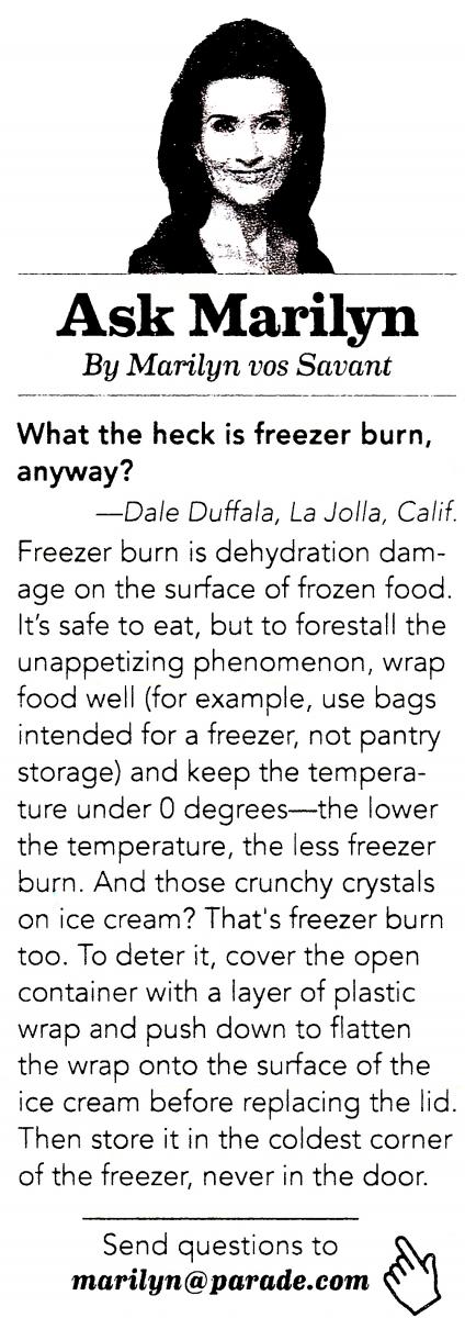 Marilyn vos Savant Explains Freezer Burn