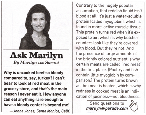 Marilyn vos Savant Says Liquid isn't blood.